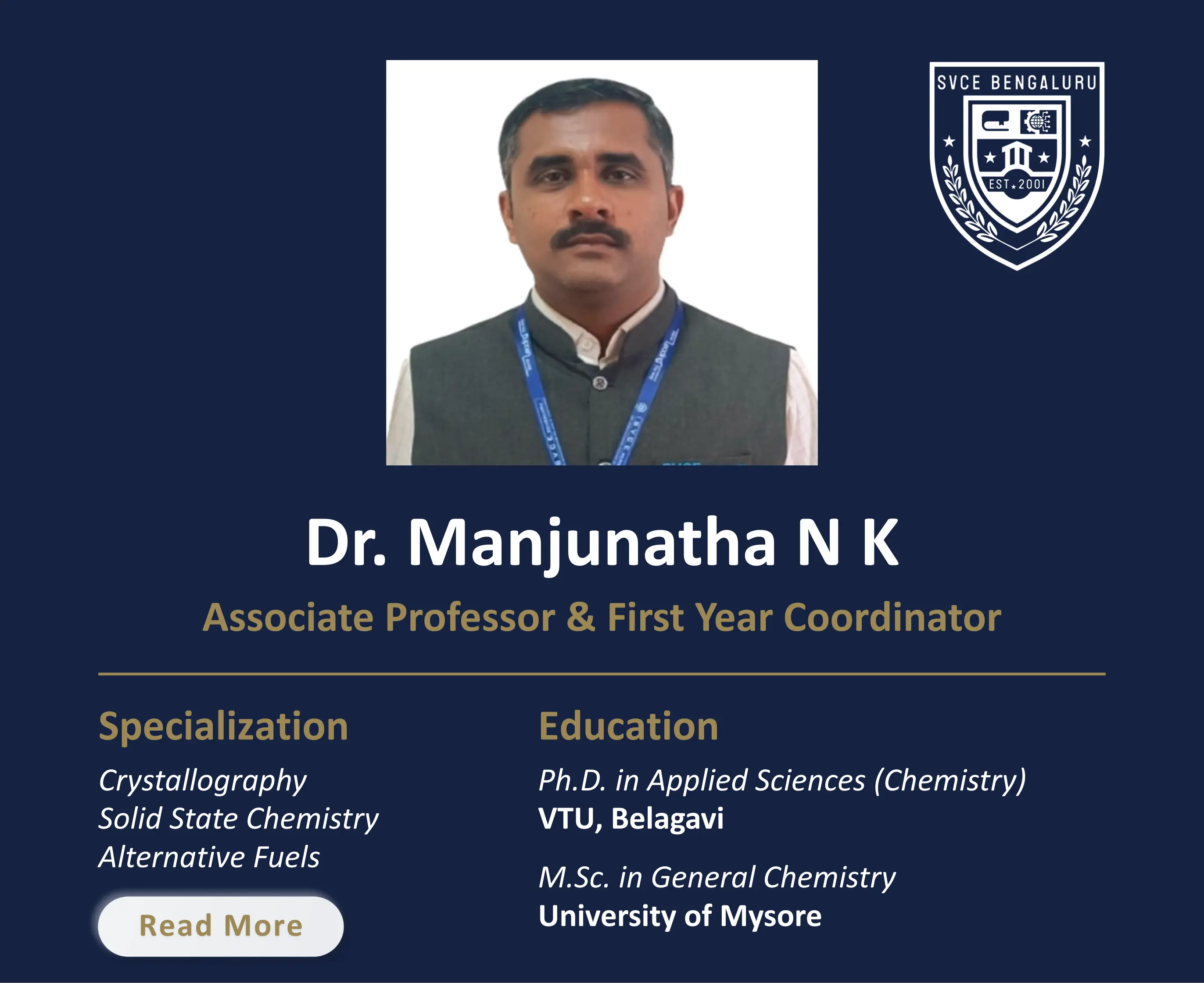 Dr. Manjunatha N K - HOD