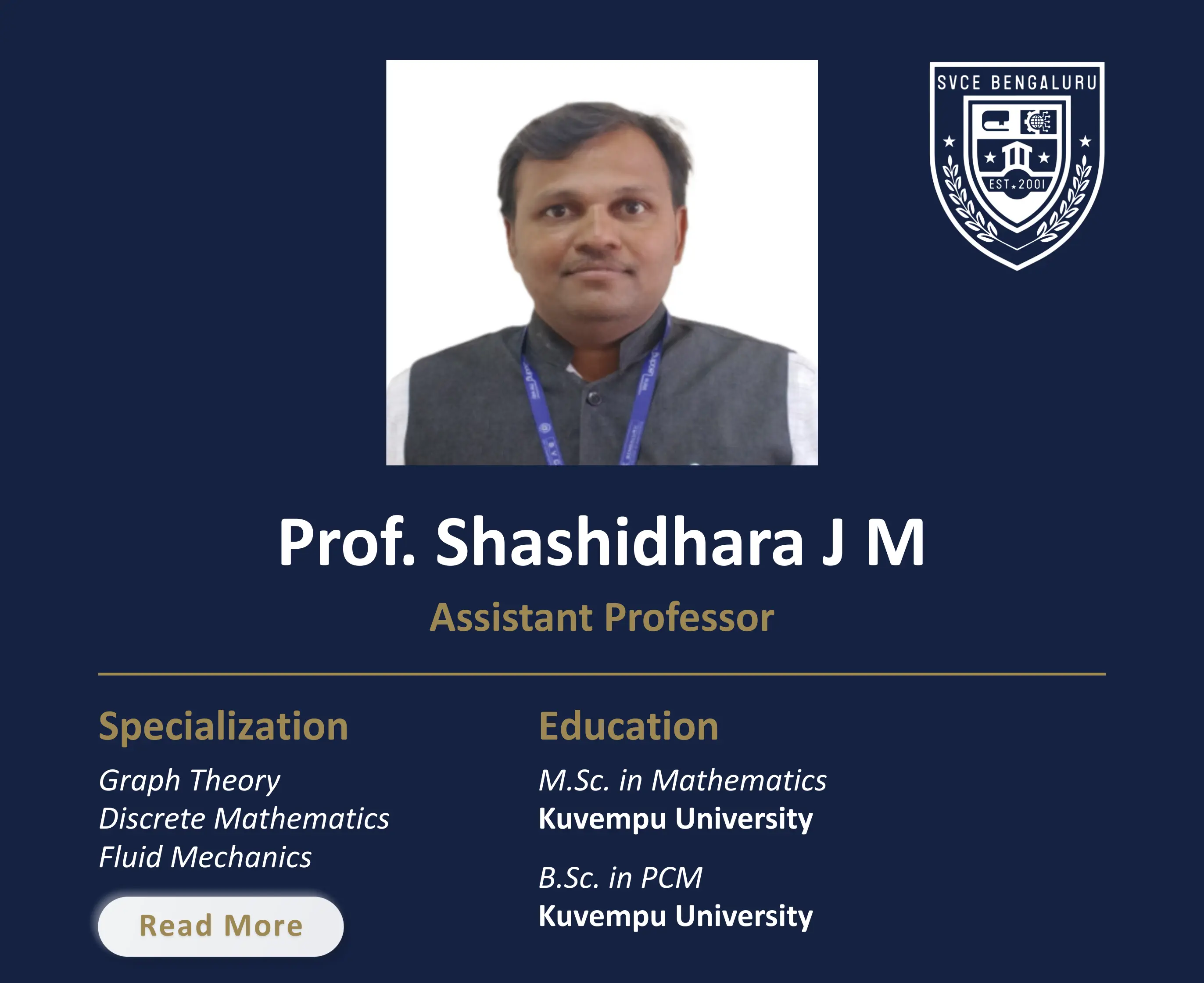 Mr. Shashidhara J M - Assistant Professor