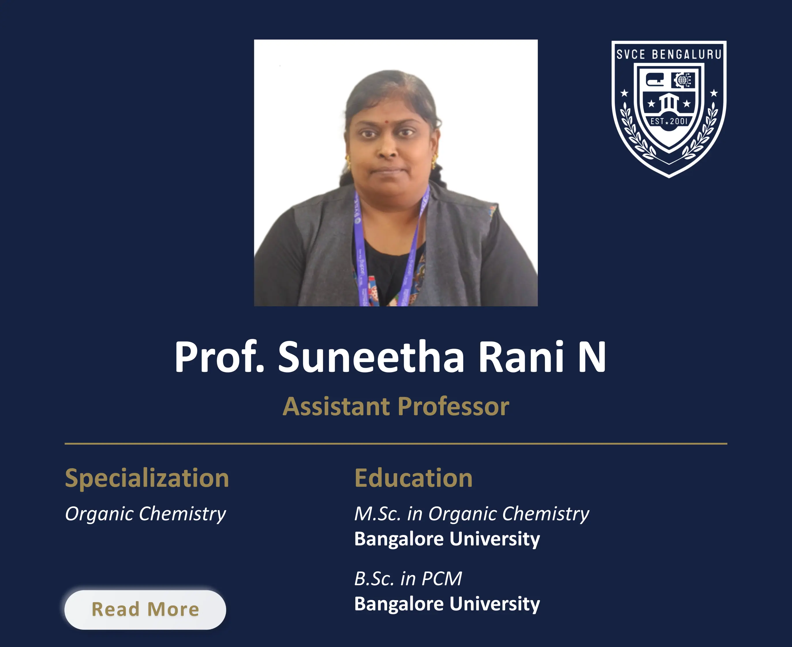 Ms. Suneetha Rani N - Assistant Professor