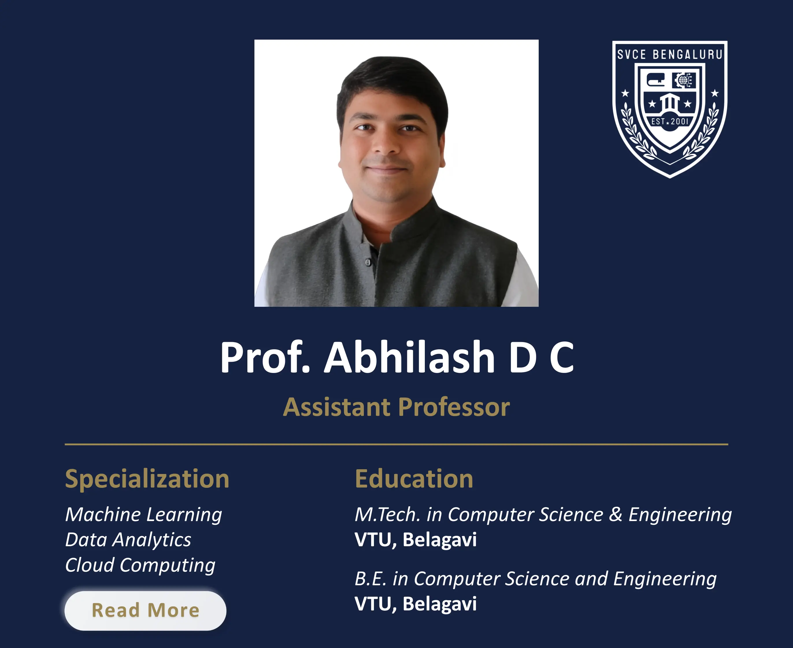 Mr. Abhilash D C - Assistant Professor