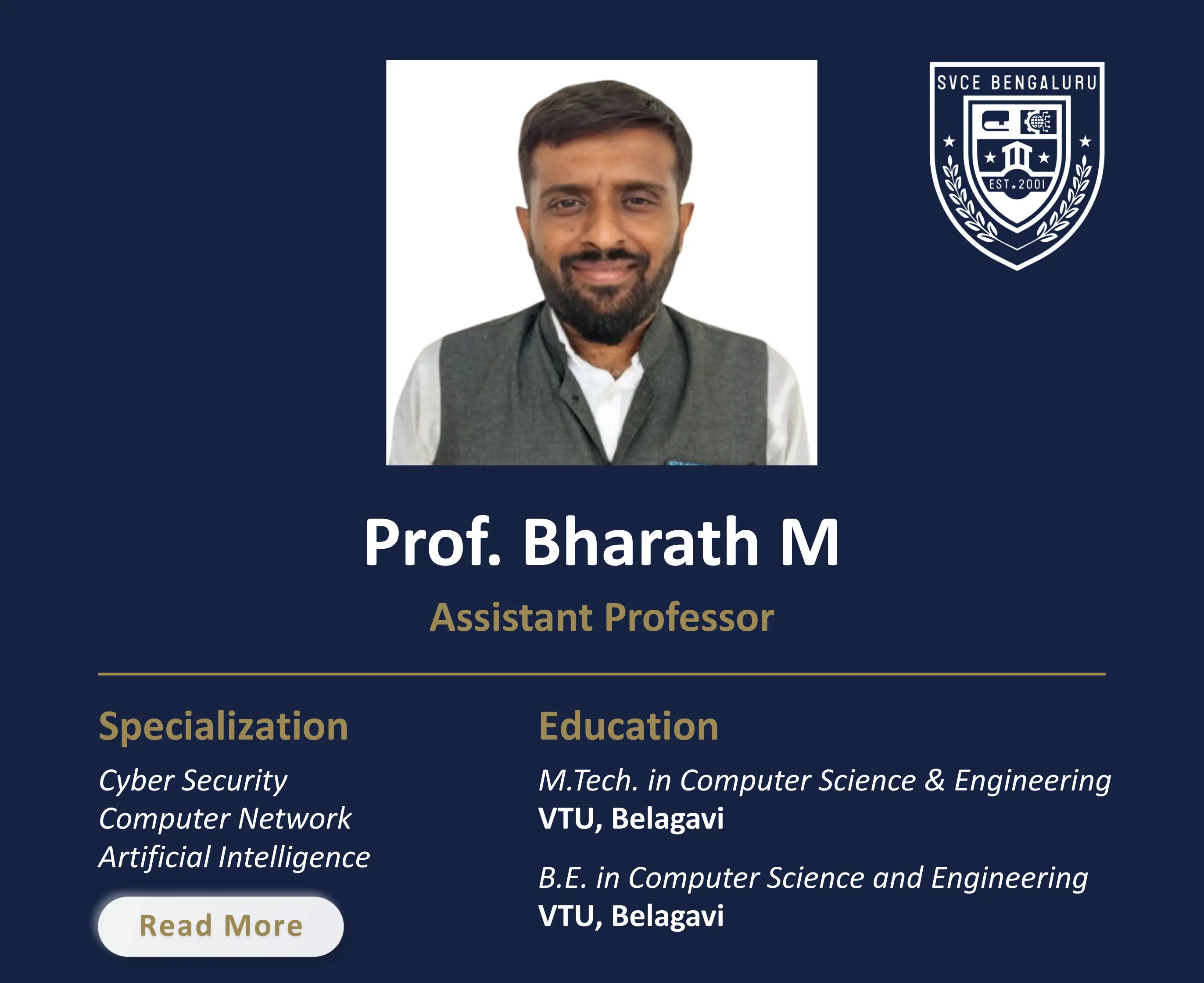 Mr. Bharath M - Assistant Professor
