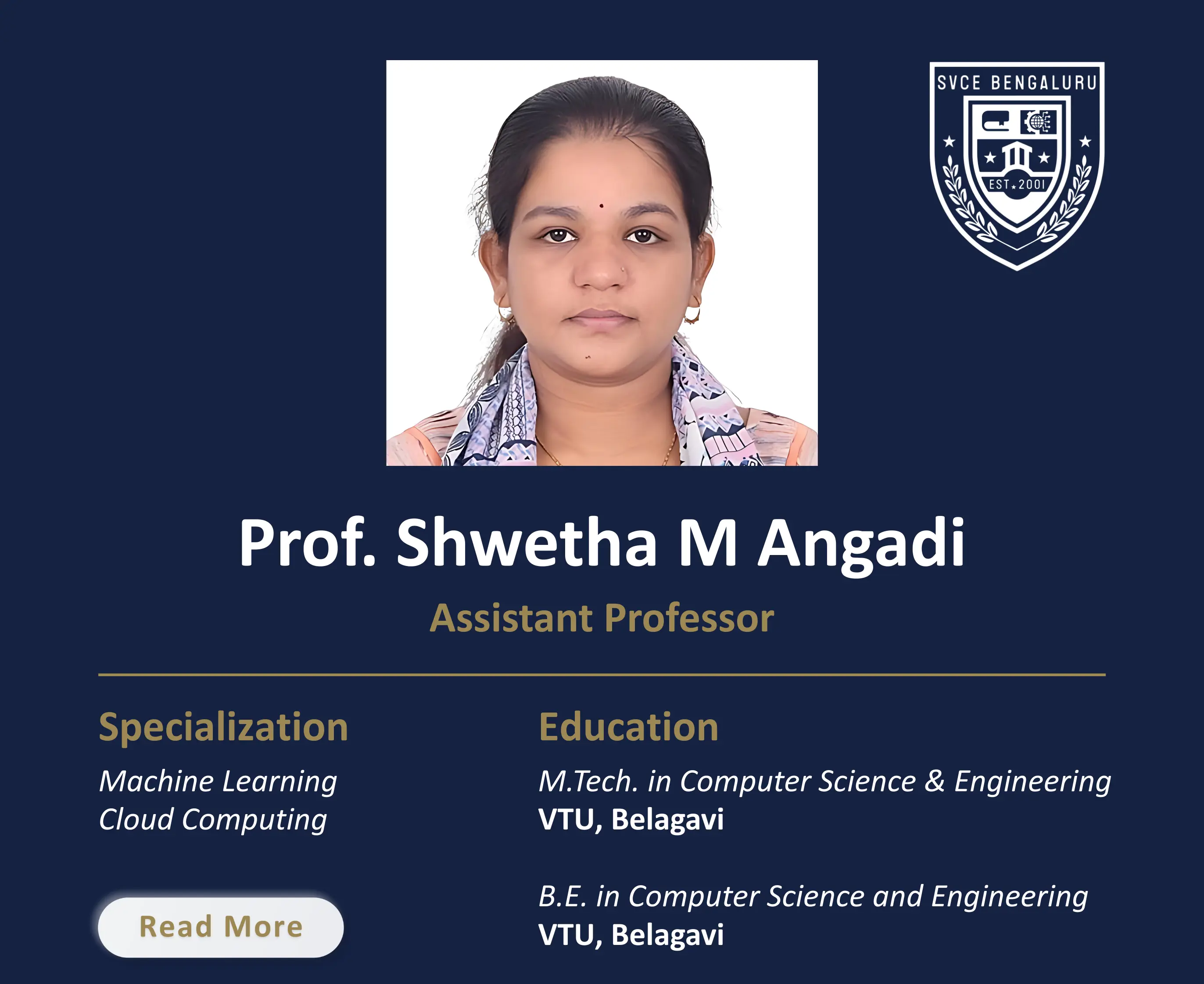 Ms. Shwetha M Angadi - Assistant Professor