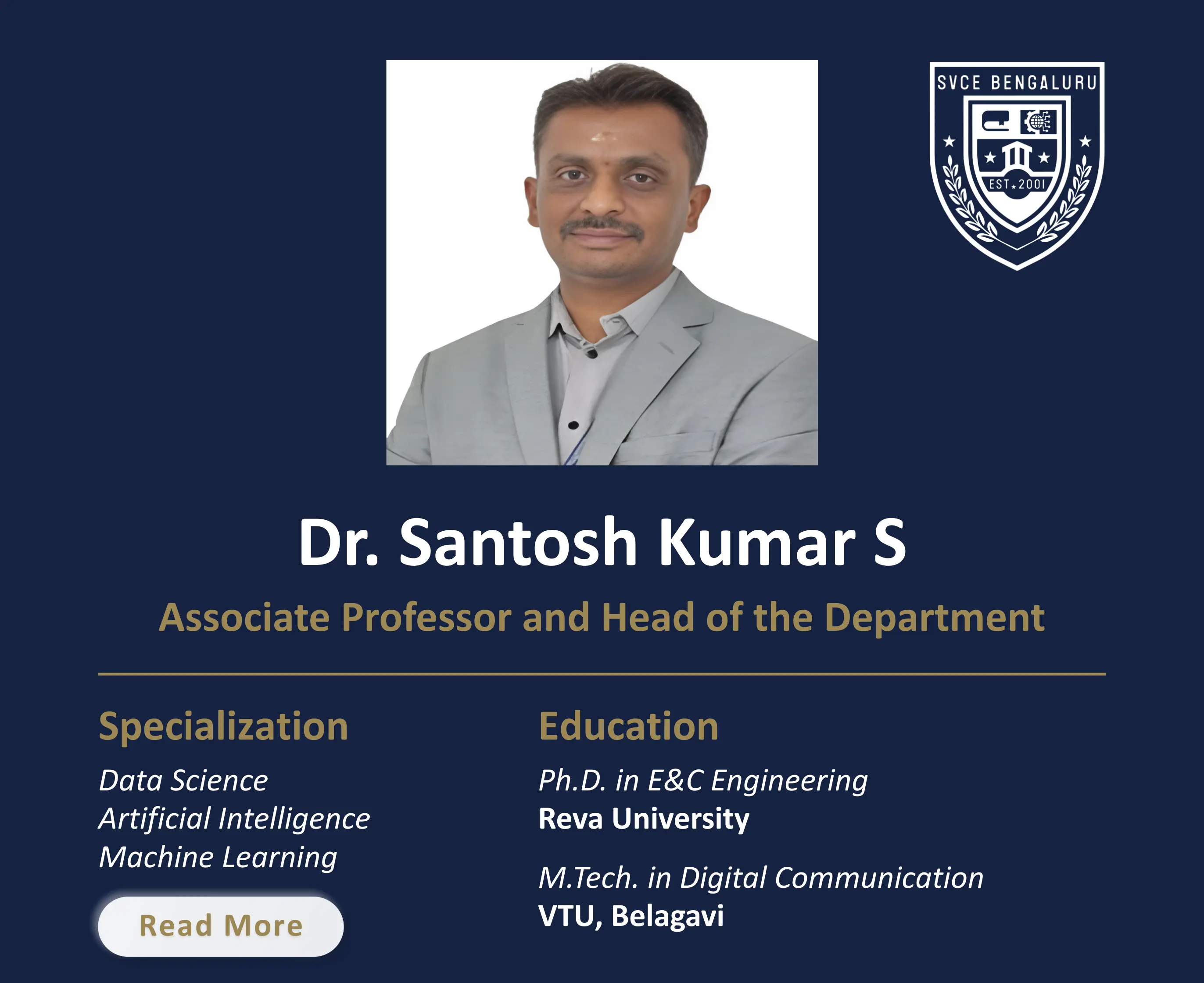 Dr. Santosh Kumar S - Associate Professor & Head of the dept