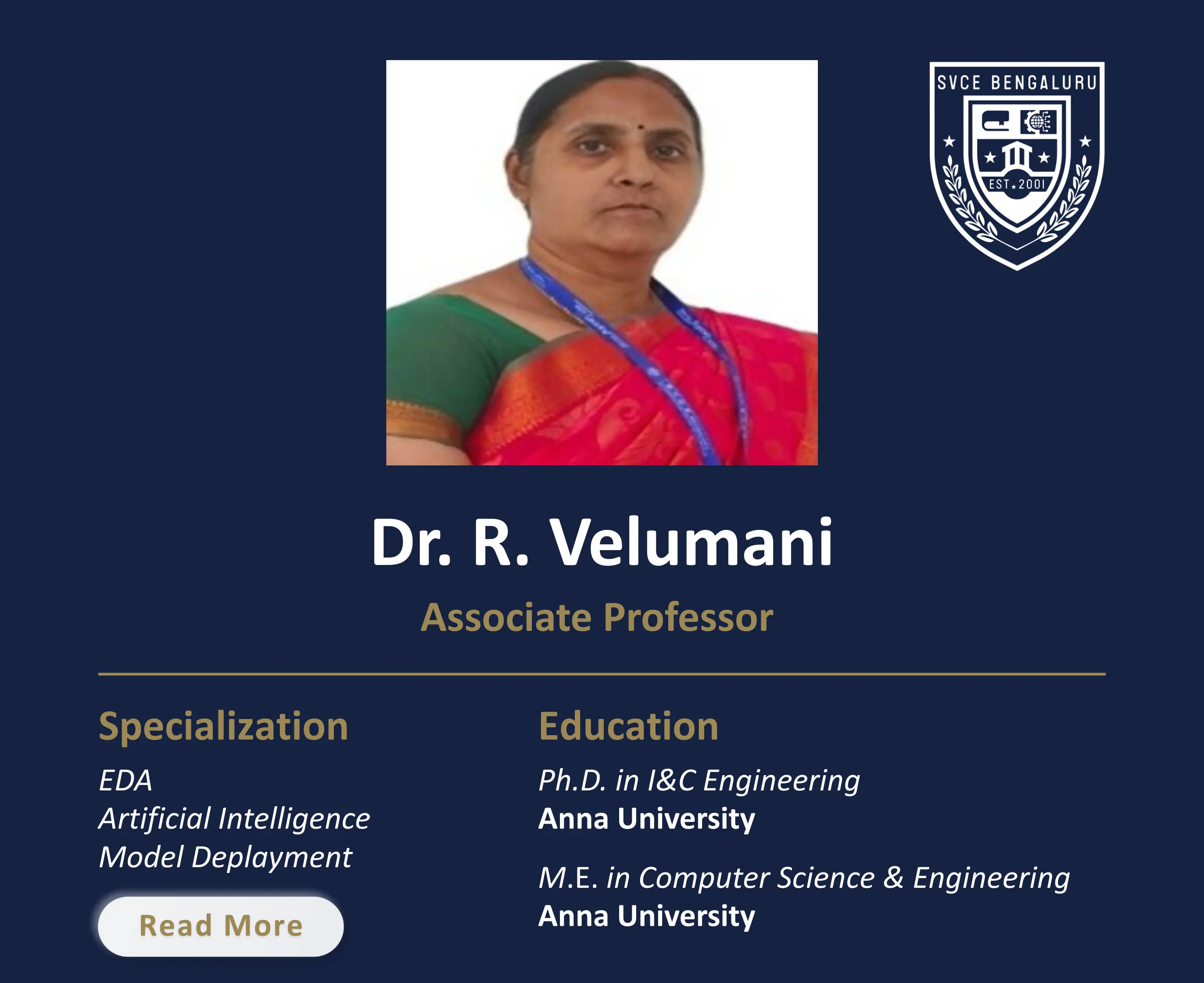Dr. R VELUMANI - Associate Professor