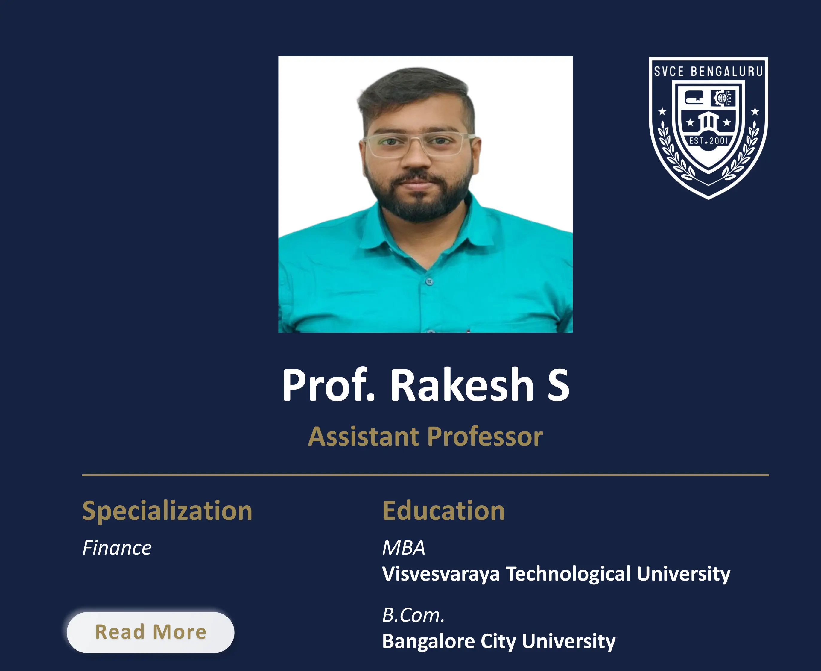 Mr. Rakesh S - Assistant Professor