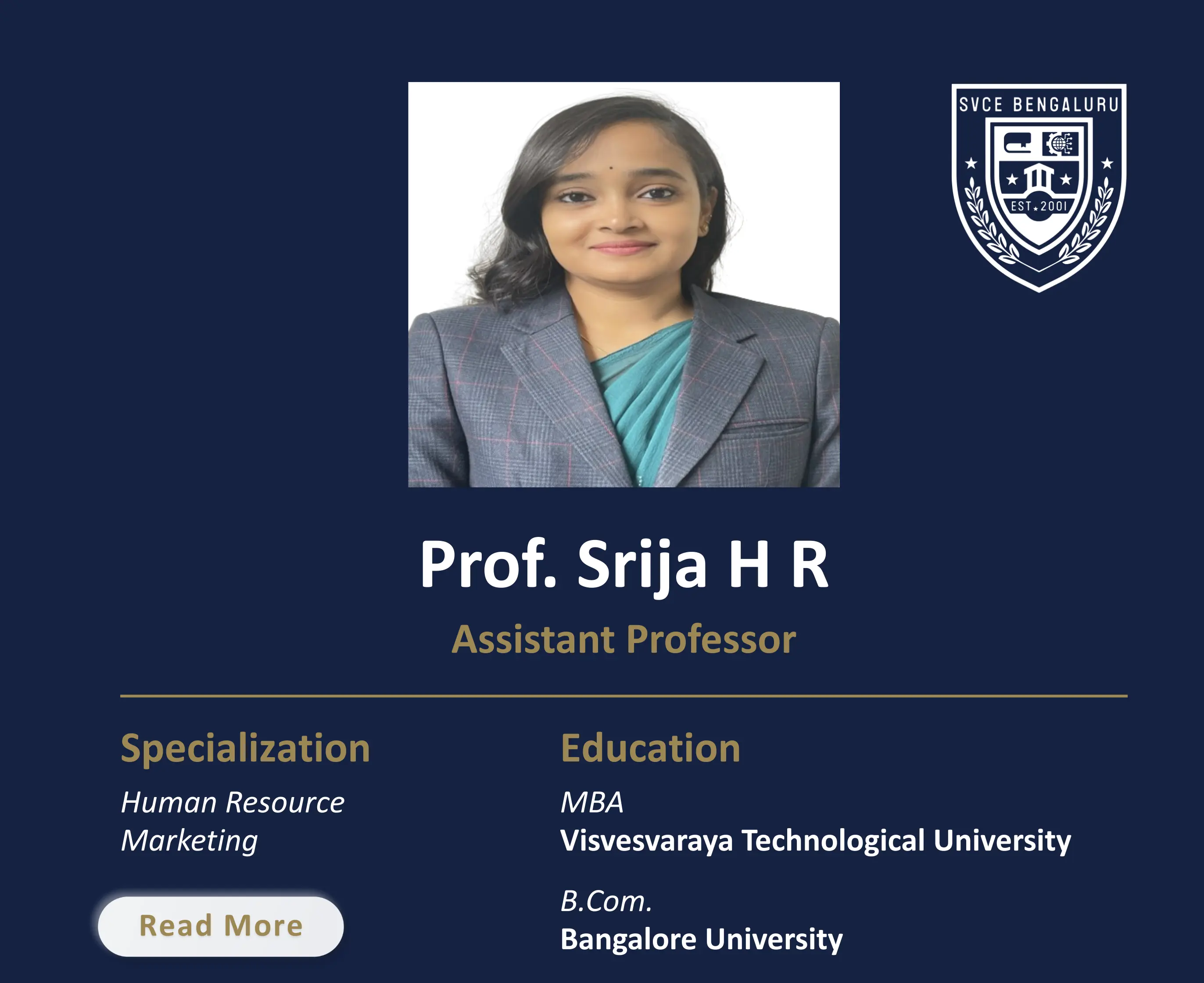 Ms. Srija H R - Assistant Professor