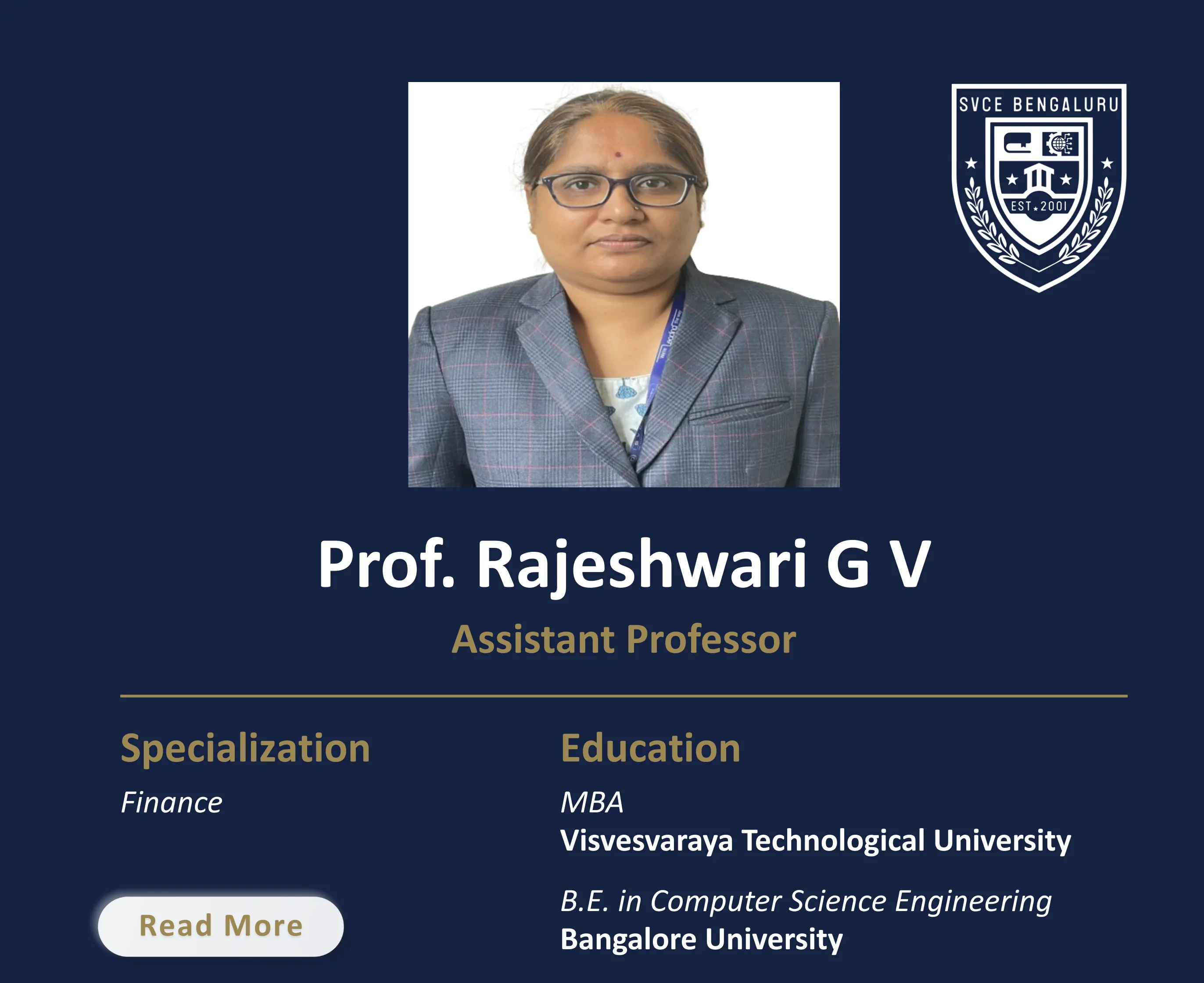 Ms. Rajeshwari G V - Assistant Professor