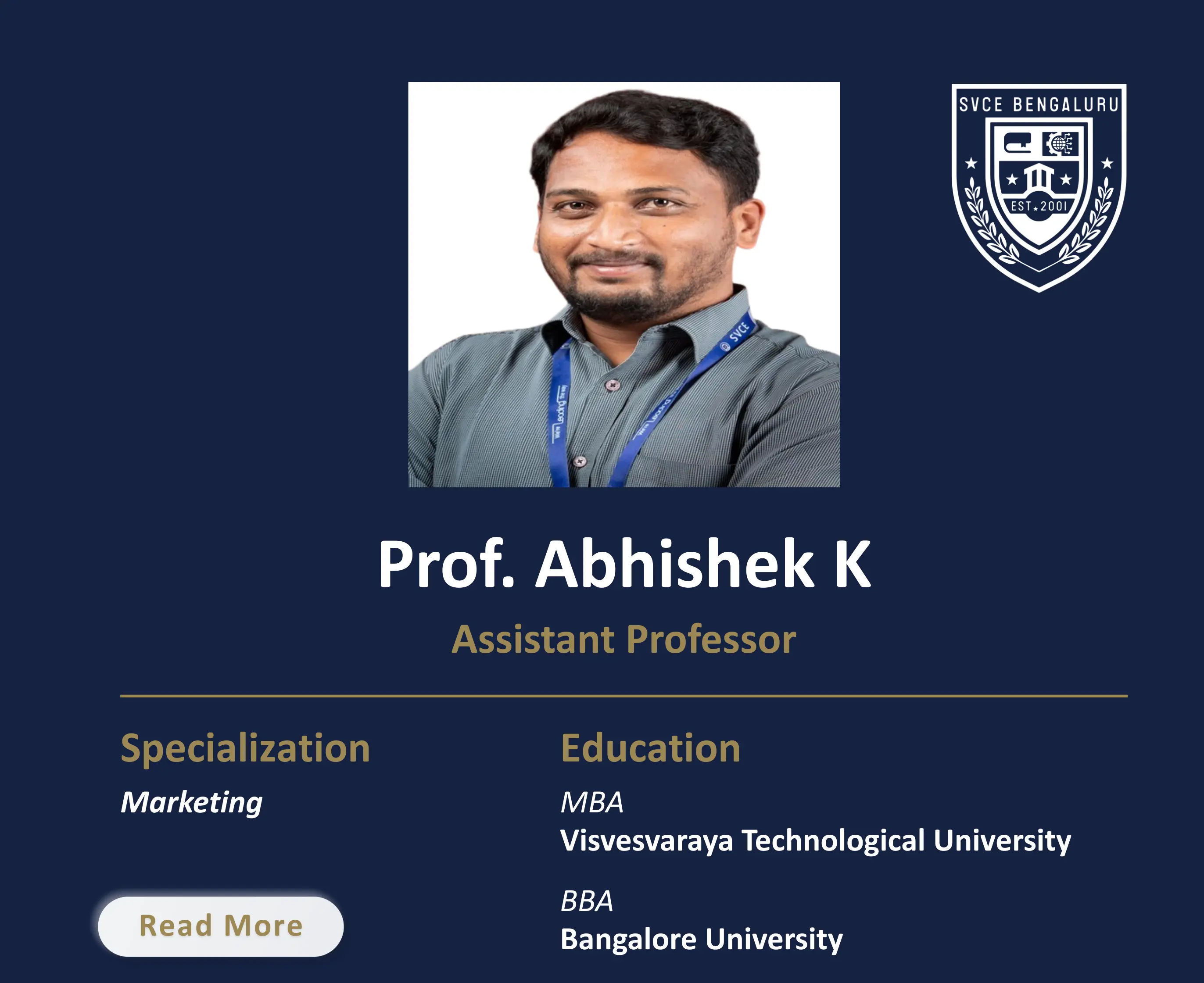 Mr. Abhishek K - Assistant Professor