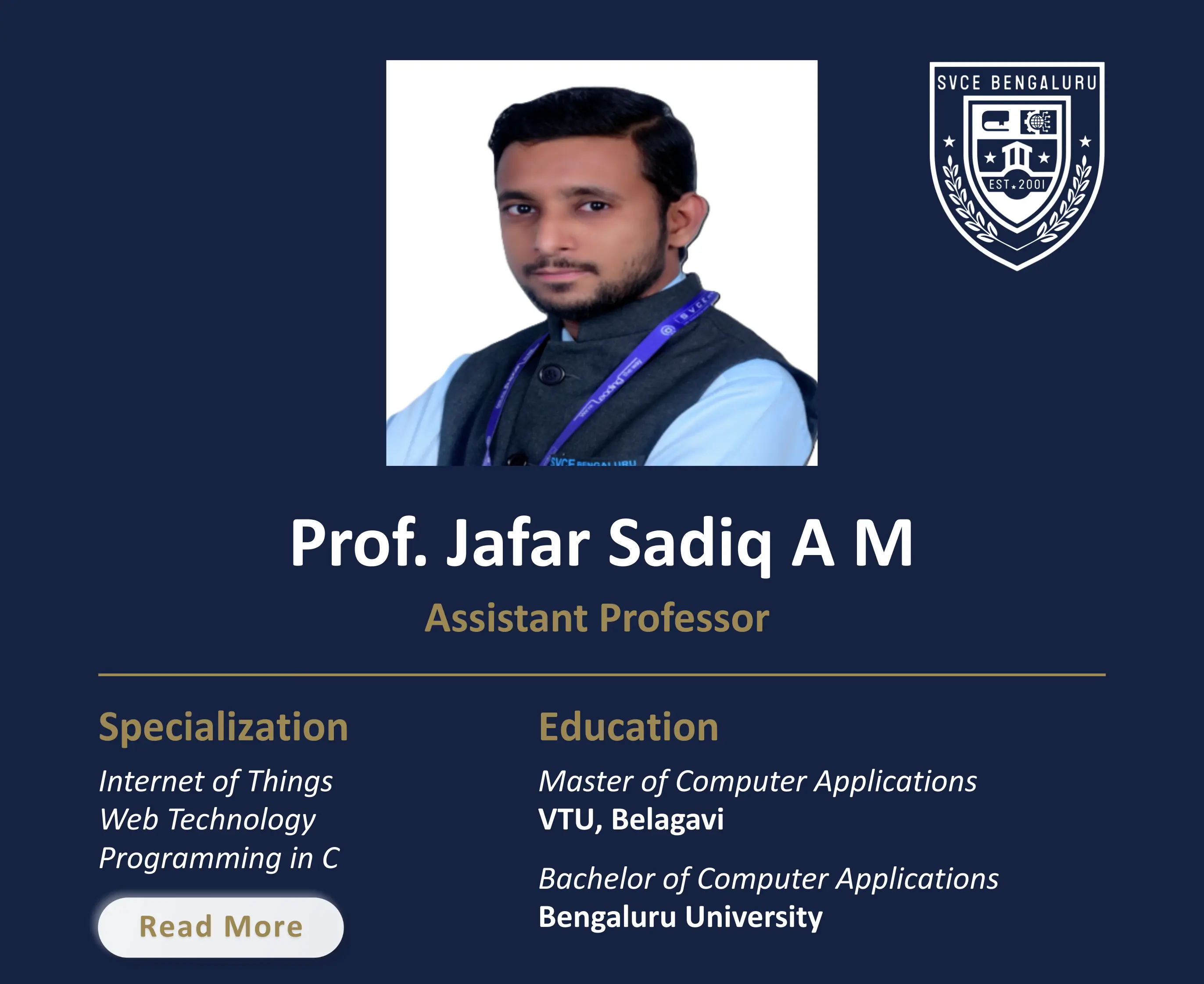 Mr. Jafar Sadiq A M - Assistant Professor