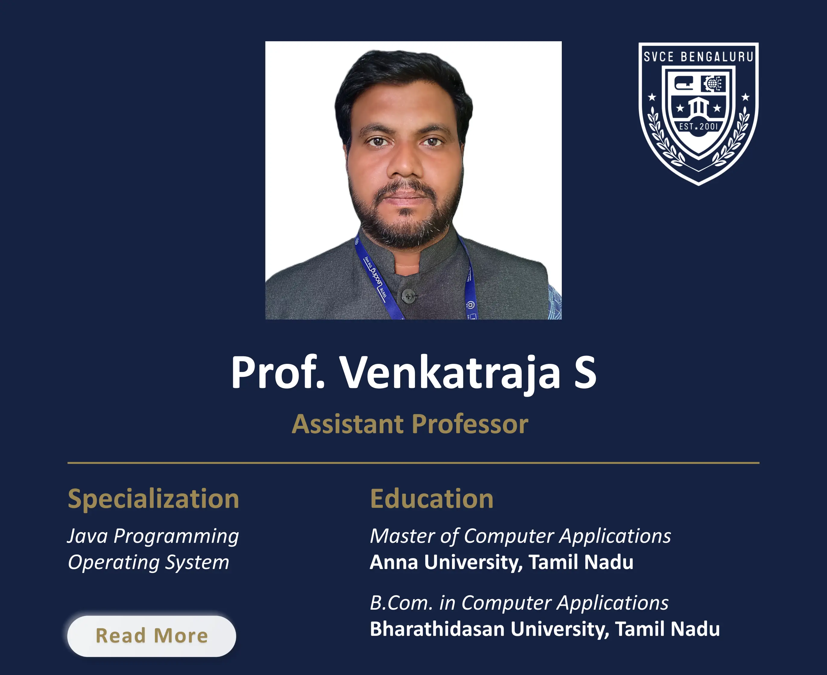 Mr. Venkatraja S - Assistant Professor